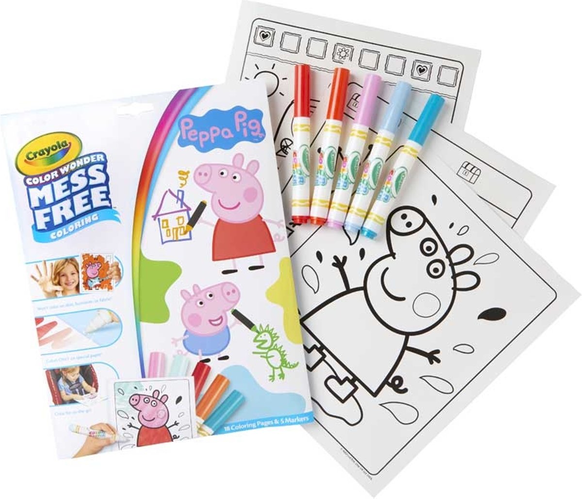 Peppa Pig kleurboek met 18 paginas | Inclusief 5 markers